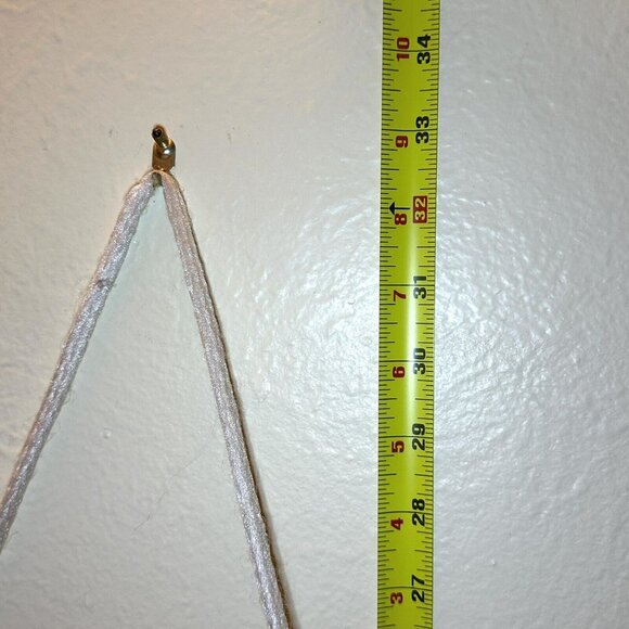 VTG Macrame Owl Wall Hanging Feathered Eyes Large 33" x 15" 1970s Boho Retro MCM - Picture 6 of 8